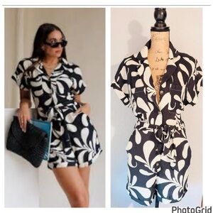 Anthropologie Entro Leaf Print Romper NWOT